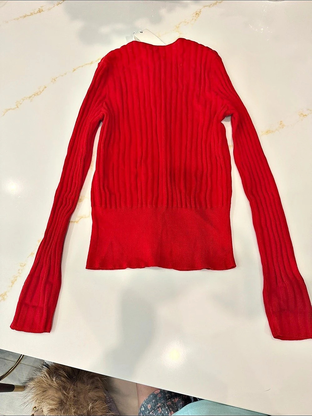 Tory Burch Simone Cardigan Ribbed Button-Front Red NWT - Picture 2 of 3
